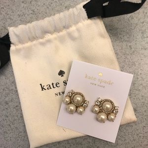 Kate Spade gold pearl & crystal earrings.